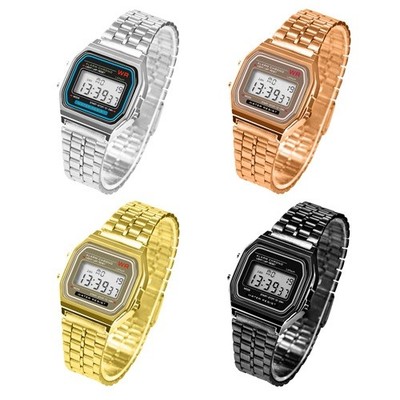 Digitale Armbanduhr im Retro Design mit Beleuchtung Alarm Stopp 80er