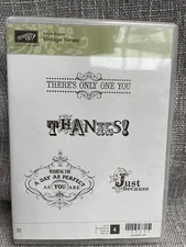 Stampin up! Rubber Stamp Set 4 pieces VINTAGE VERSES Thanks Just Because