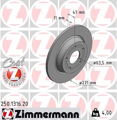 2X Zimmermann 250.1316.20 Bremsscheibe FüR Ford-image
