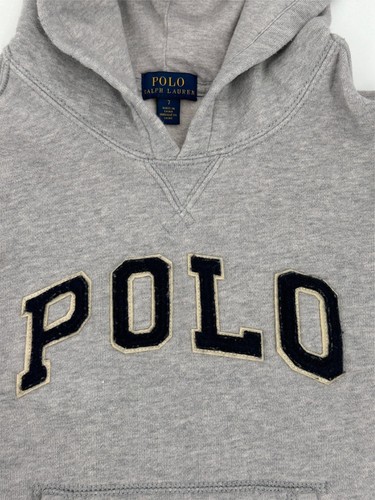 Polo Ralph Lauren Sweater Hoodie Gray Boy Size 7 N169 - Picture 3 of 4