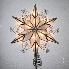 Kurt Adler 10 Light Capiz Star Tree Topper w/Scroll Design New - Open Box