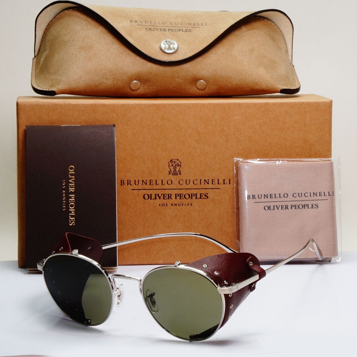 Oliver Peoples Sunglasses Cesarino-L Silver Green Side Shields OV