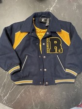 Vintage Rocawear Wool Varsity Jacket Youth Toddler Boys Sz 5/6 Navy Blue Yellow