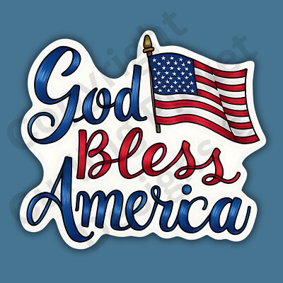 God Bless America Patriotic American Flag U.S.A. United States 3'' Vinyl Sticker