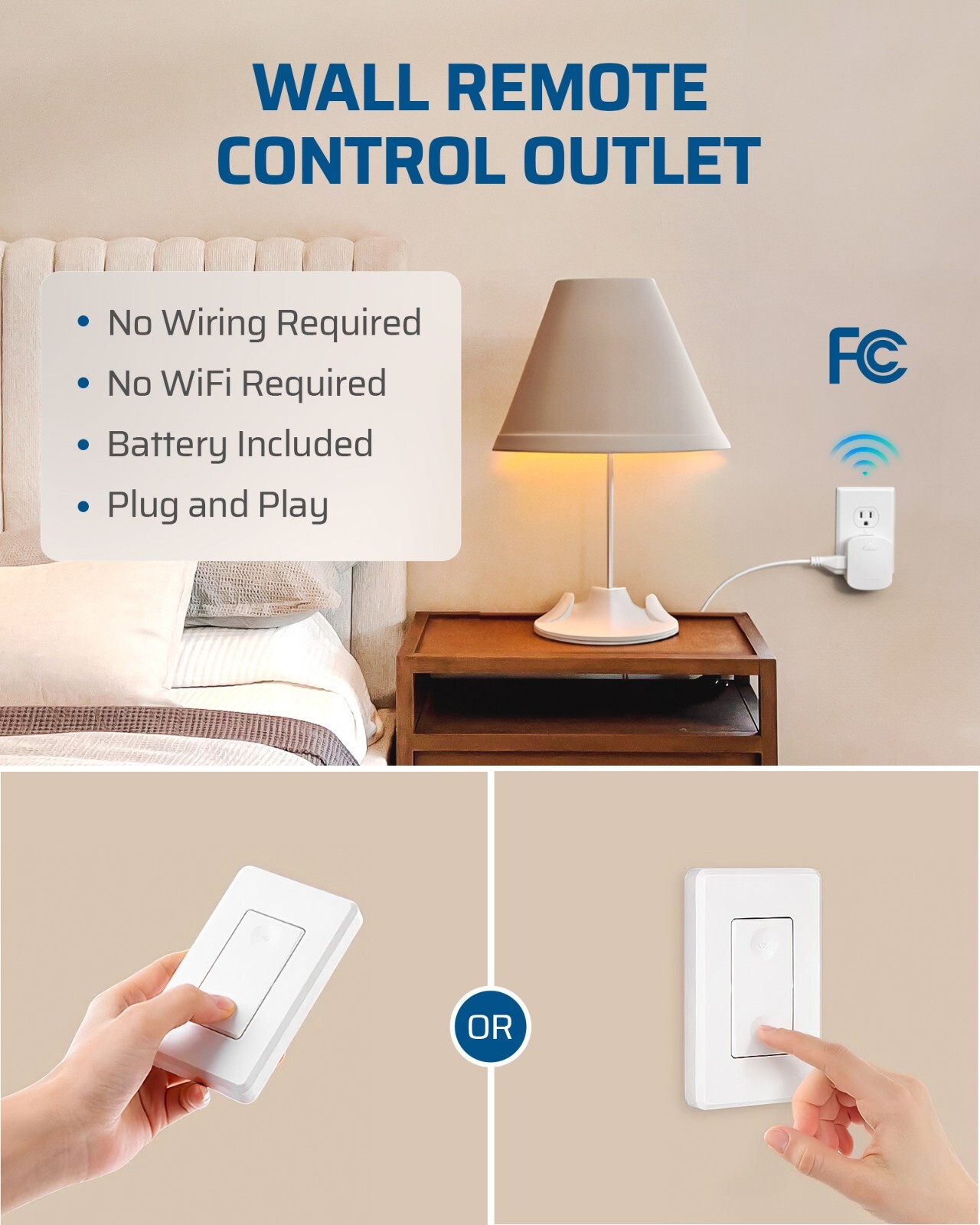 Dewenwils Remote Wall Switch and Plug-In Receiver,Wireless Remote Outlet
