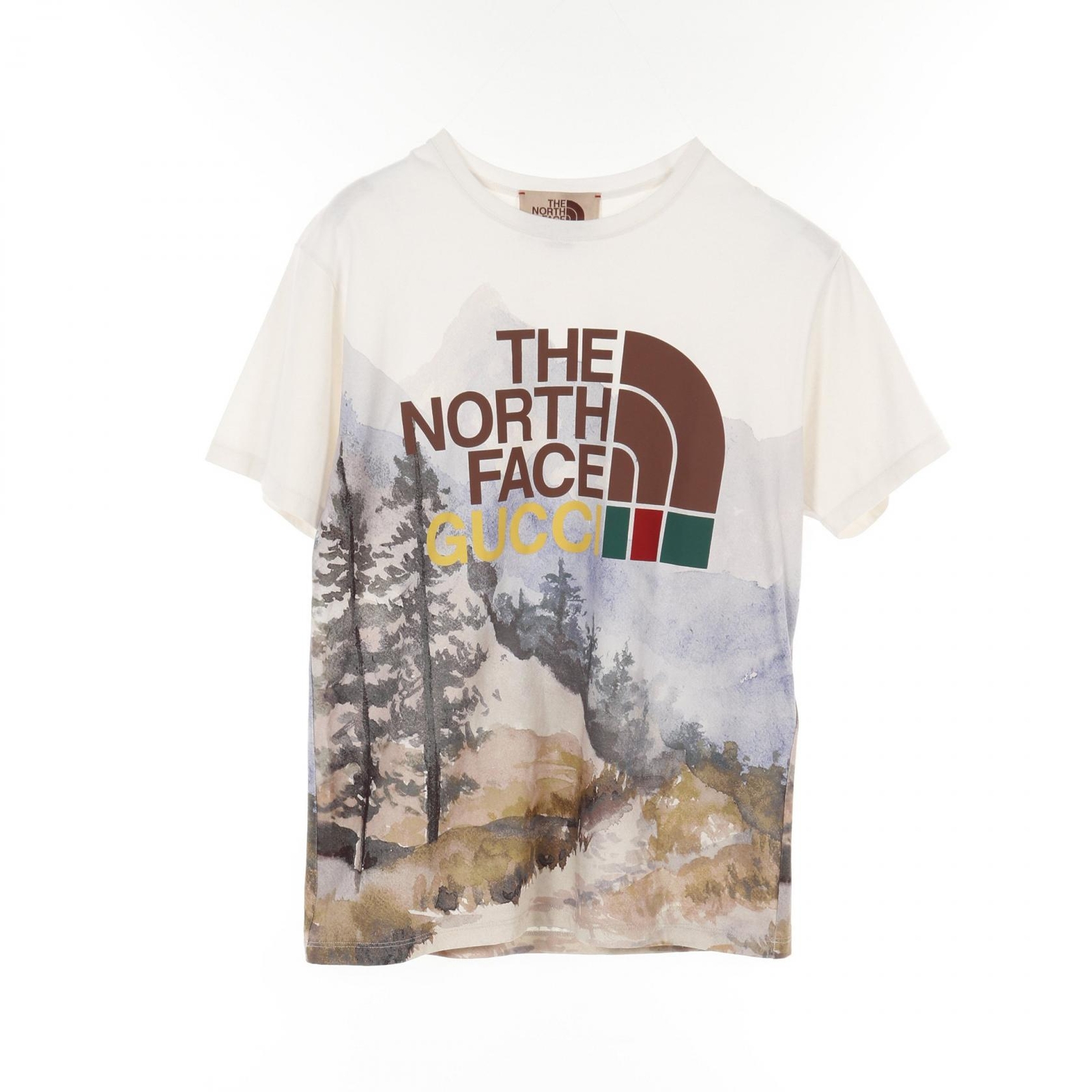 GUCCI X THE NORTH FACE Logo Forest Cotton T-Shirt White Multicolor XS 672475