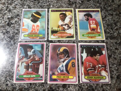 U-Pick 1980 Topps football commons/stars #1-265 SINGLES  - YOU PICK ANY CARD(S)