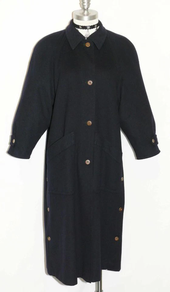 L 14 BLODENFREY Loden WOOL 女式蓝色澳大利亚冬季保暖连衣裙长款大衣 — 第 2/4 张图片