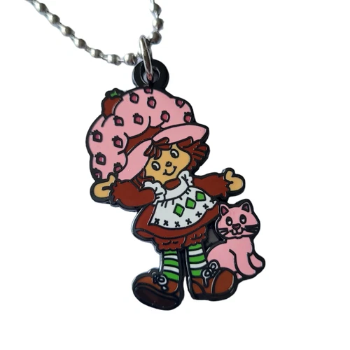 Strawberry Shortcake 80's Cartoon Toy Charm Pendant Necklace w/Ball Chain