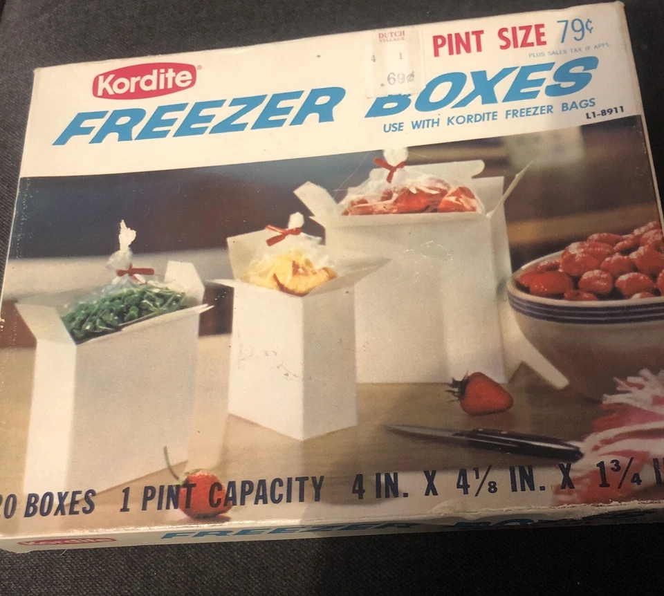 Vintage Kordite 20 White Freezer Boxes 1 Pint Food Storage NEW Unopened NOS - Image 2 of 3