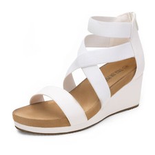 DREAM PAIRS Women Open Toe Back Zipper Elastic Strap Platform Wedge Sandals