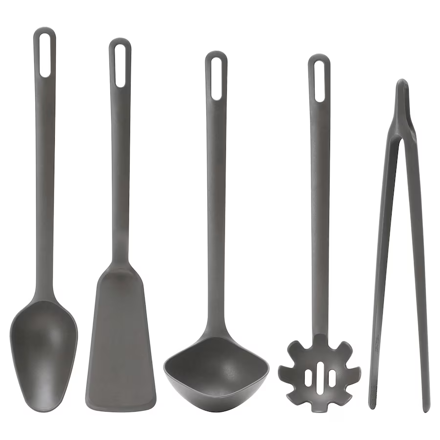 IKEA FULLANDAD 5-Piece Kitchen Utensil Set Gray Dishwasher-Safe 804.359.42 - New