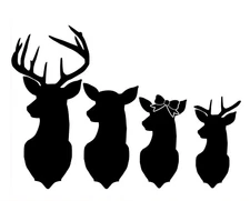 8" Buck Deer Family Black Vinyl Decal Truck Car Windows Camper Trailer RV