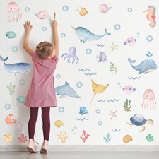 Ocean Animal Wall Decals,Under The Sea Whales Wall Decal Stickers,Under The S...