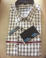 Art-Sachs luxury shirt long sleeve new checked white/brown non-iron shirt cotton