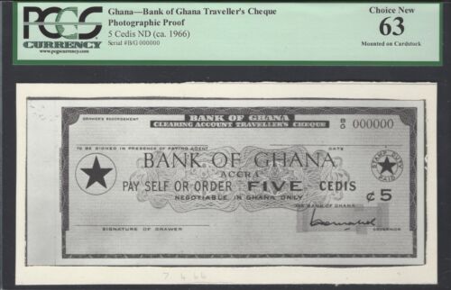 Ghana 5 Cedis ND (1966) fotografischer Beweis unzirkuliert  - Bild 1 von 2