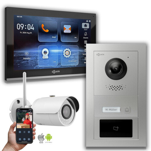 Goliath IP Video Türsprechanlage: 10-Zoll 1 Monitor, RFID, Silber, Wifi-Kamera - Bild 2 von 26