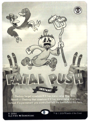 Fatal Push 0884 Black & White Foil Twisted Toons Secret Lair MTG Near Mint