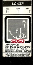 Ticket College Basketball SDSU 1984 3.3 Air Force Academy