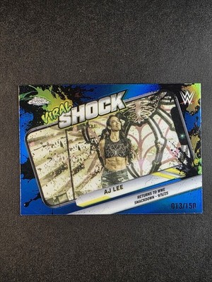 Aj Lee 2026 TOPPS Chrome WWE Viral Shock RAW BLUE 013/150 and Base