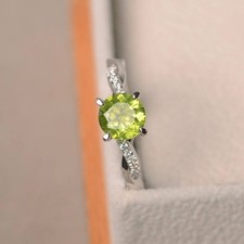 2CT Peridot Round Gemstone 925 Silver Plated Cocktail Ring Duty Free