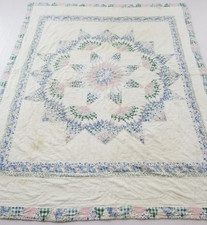 Vintage Handmade Beautiful Dresden Star Pattern Multicolored Quilit 80x65 Inch