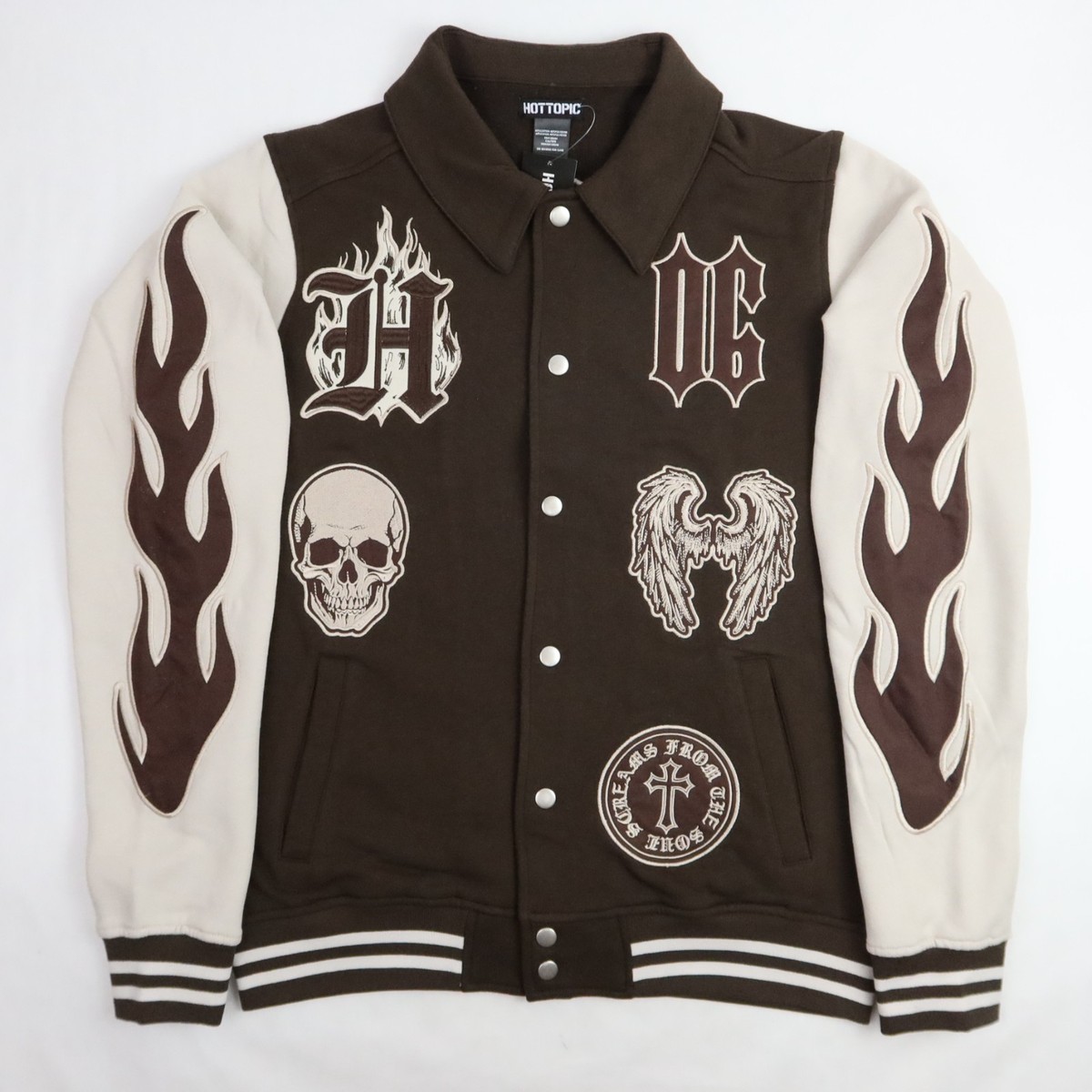 ジャケット・アウター Ghost of Harlem Y2K Skull Military Coat Gothic Varsity Jacket Medium Skull Cross Embroidered Y2K