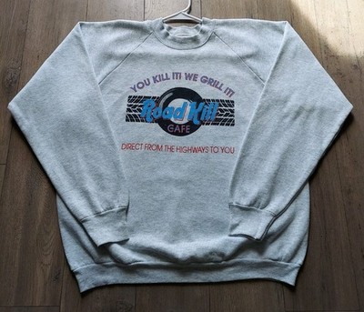 Vintage Fruit Of The Loom - Road Kill Cafe - Gray Sweatshirt - Size XL - 80s/90s