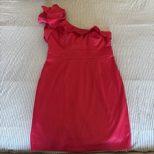 Bright Pink Teatro Brand One-shoulder Dress Featuring Ruffle Details. Size 16