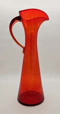 HTF Vtg MCM Blenko Glass 598L TANGERINE 19" 1959  Sandblasted mark ORANGE RED