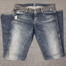 7 for all MANKIND STUDDED WAIST "A" POCKET DISTRESSED DENIM JEANS SIZE 30