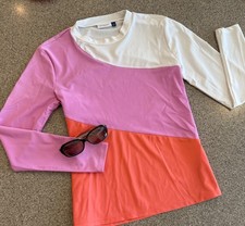 CABANA LIFE Purple Colorblock Swim Rash Guard Long Sleeve Sun UPF 50 NWOT Sz M