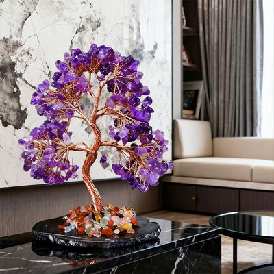 Natural Purple Amethyst Tree Of Life Home Collection Unique Art Gift Handmade
