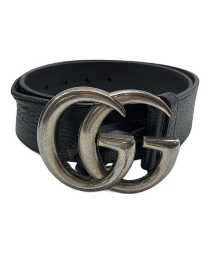GUCCI                    Double G leather belt black 406831