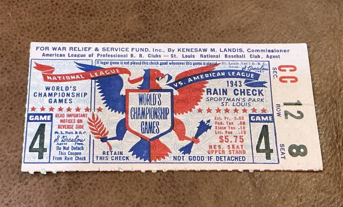 1943 Year Vintage Sports Ticket Stubs for sale | eBay