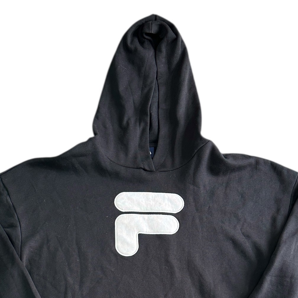 Fila Felpa con Cappuccio Pullover Grande Logo Ricamato Oversize Nero Donna Large