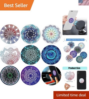 8-Pack Mandala Phone Plates for Magnetic Mounting - Decorative & Secure
