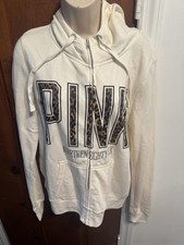 Victoria s Secret PINK Leopard Logo Full-Zip Hoodie Large