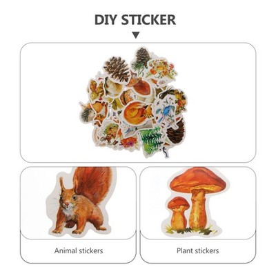 205pcs Herbstmotiv -Kaninchen -Hedgehog -Papieraufkleber für Journal
