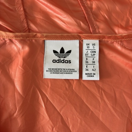 Adidas Fiorucci Jacket Size 10/12 Orange Hooded Windbreaker Side Slits Pocket - Picture 9 of 11