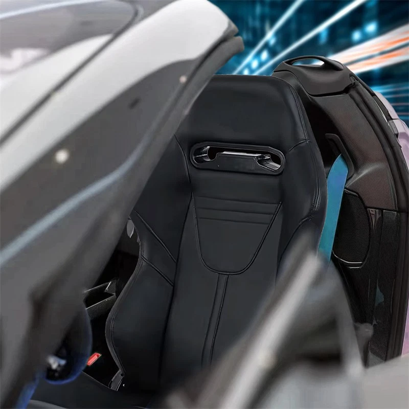 Пара Реклинируемых Гоночных Сидений ПВХ Кожа Карбоновый Ищите для Jeep с Двойным Слайдером - Изображение 4 из 4