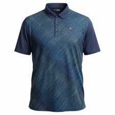 Callaway Men's Opti-Dri Performance Golf Polo Shirt Blue Laser Print Size LARGE