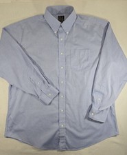 Jos A Bank Button Down Shirt Mens 17-35 Blue Long Sleeve Traveler's Collection