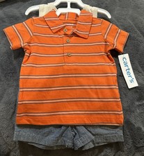 Carter's Baby Boys Little Shorts, Bodysuit and Polo Shirt 3 Piece Set NWT