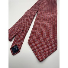 Brooks Brothers Makers Silk Tie Red Blue Geometric Square Pattern Made in USA