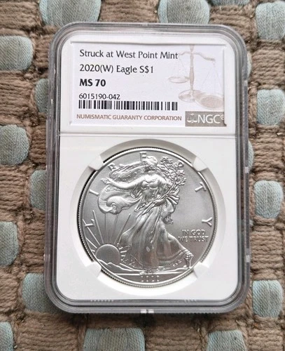 2020 W American Silver Eagle S$1 MS-70 WEST POINT NGC Gem