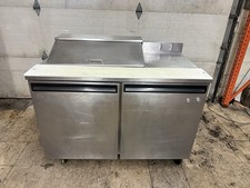 Randell 2-Door Refrigerated Sandwich/Salad prep table cooler.