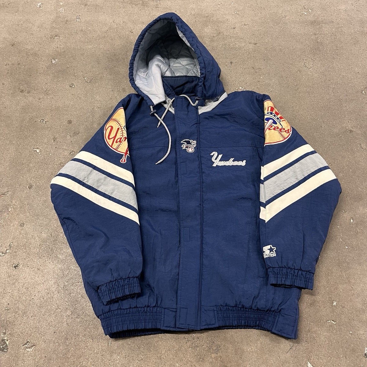 VINTAGE New York Yankees Jacket Men XL Blue Starter MLB