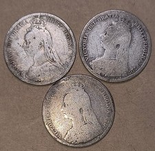 3 Sixpence 925 Sterling Silver 1889 Pre 1920 Silver Coins 1890