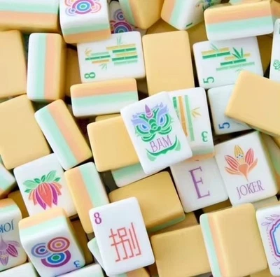 NEW! Vibrant Layered Mahjong Tiles - Lemon Chiffon - American Set 160 Tiles - Image 1 of 4